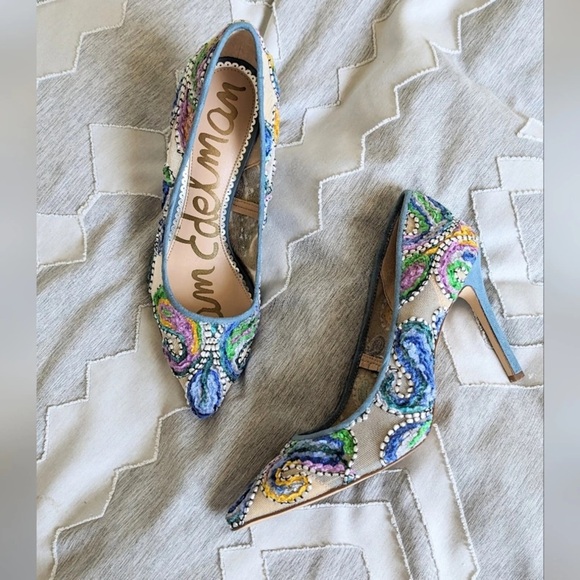 Sam Edelman Shoes - Sam Edelman Hazel Paisley Mesh Blue Multi Pumps
